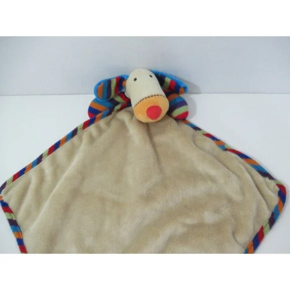 Little Jellycat plush Jazzie puppy dog security blanket lovey tan rainbow stripe - Picture 2 of 6